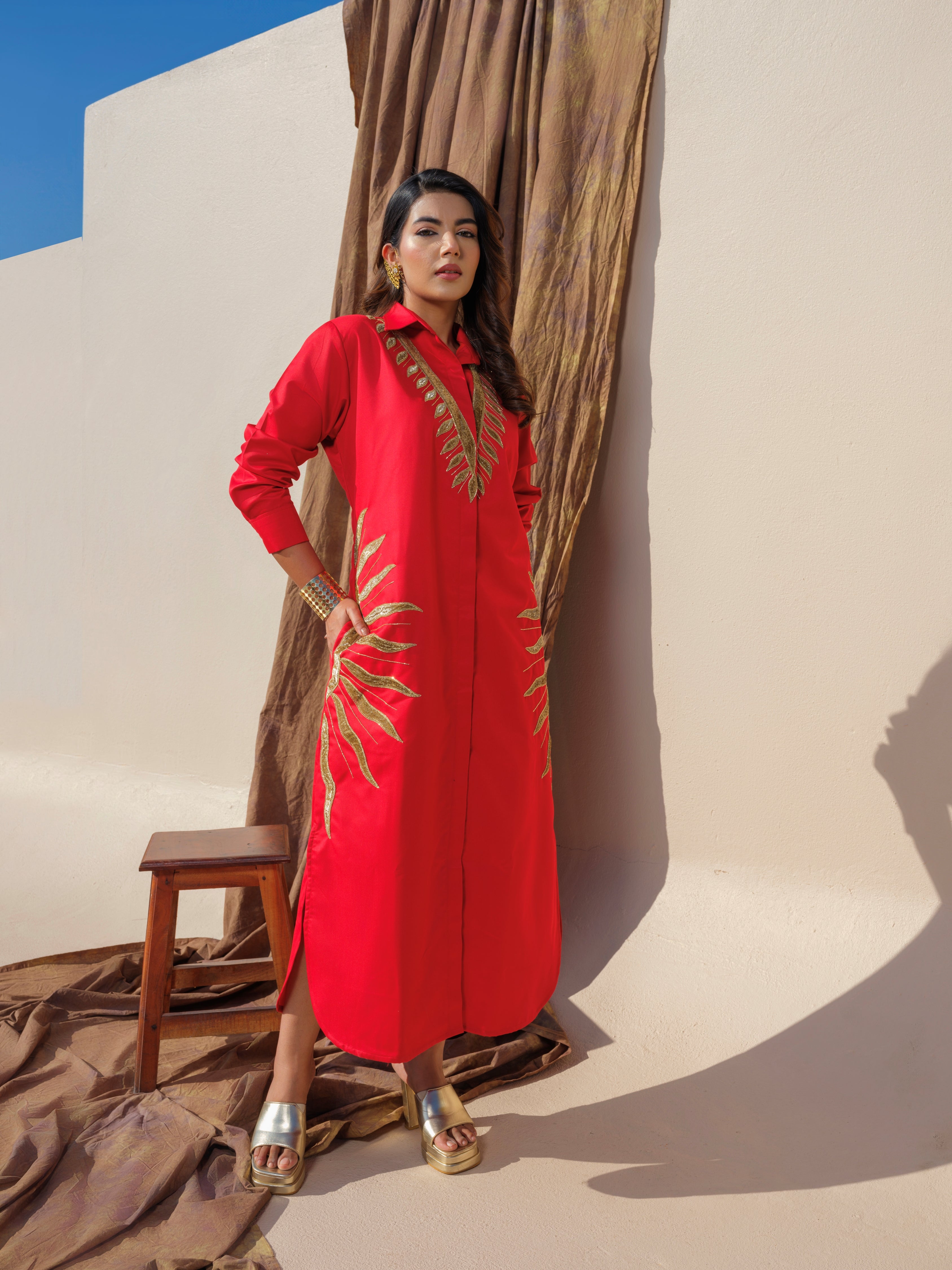 Clarissa Gold Shirt Dress